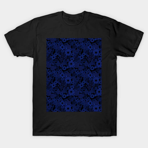 Blue and Black Spiral Pattern T-Shirt by Design_Lawrence